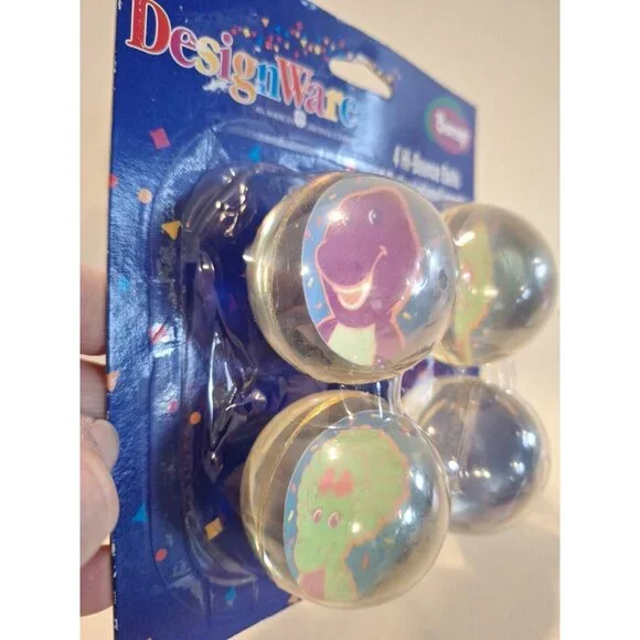 Barney Bebop Hi-Bounce Balls 4 Party Favor 2000 Vintage DesignWare - Picture 3 of 8